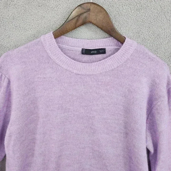 MNG Wool Blend Womens Lavender Crewneck Sweater Large 16PT - Picture 5 of 7